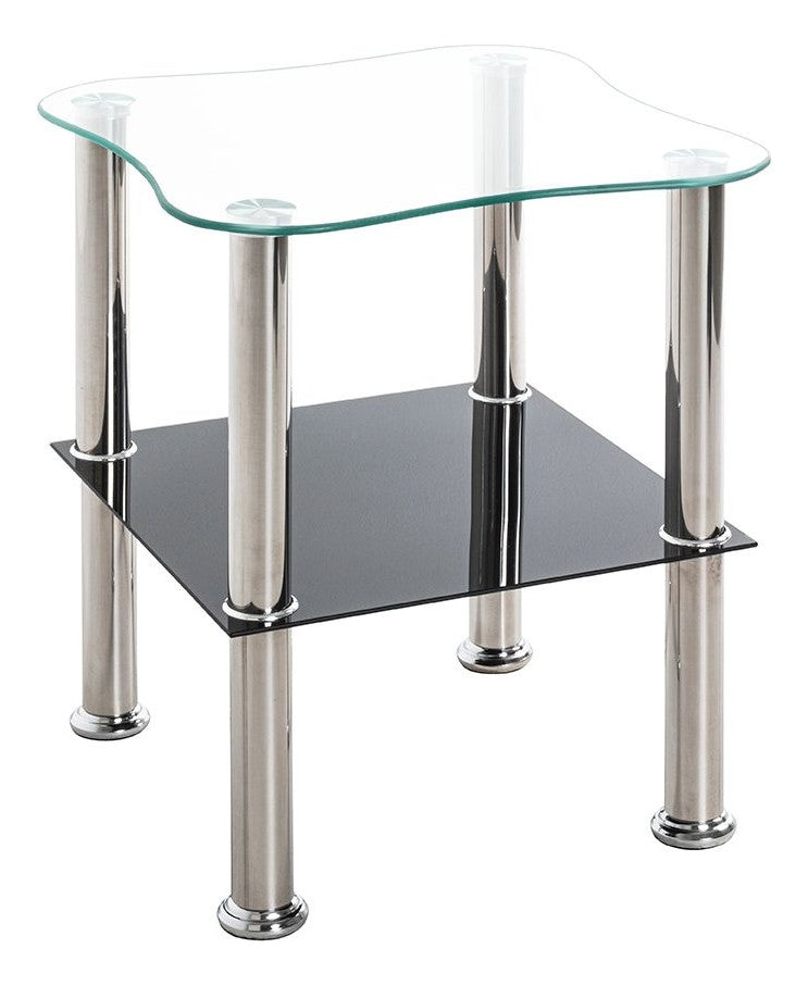 Haku Beistelltisch aus Edelstahl mit Sicherheitsglas, modernes Design