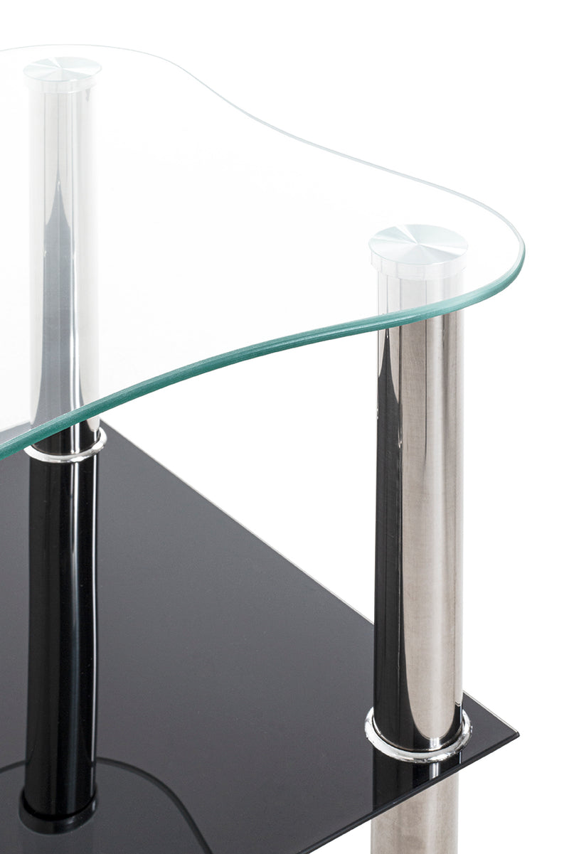 Haku Beistelltisch aus Edelstahl mit Sicherheitsglas, modernes Design