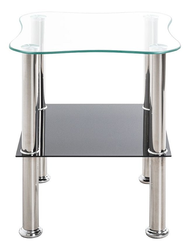 Haku Beistelltisch aus Edelstahl mit Sicherheitsglas, modernes Design