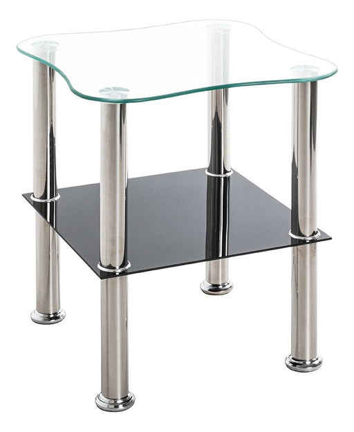 Beistelltisch aus Edelstahl mit Sicherheitsglas, modernes Design – Ansicht 1