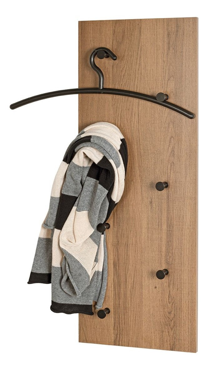 Haku Wandgarderobe mit 7 Haken, Dekor Eiche dunkel und Schwarz