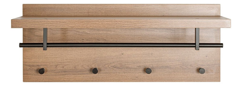 Haku Wandgarderobe Eiche dunkel mit 4 Metallhaken und Hutablage