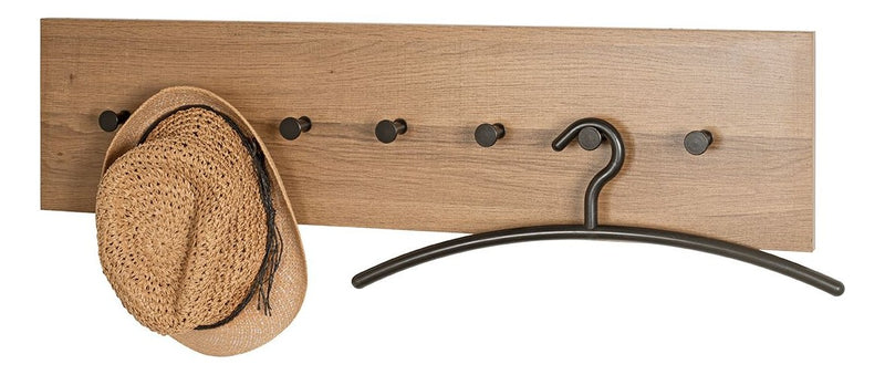 Haku Wandgarderobe mit 7 Haken, Dekor Eiche dunkel und schwarz