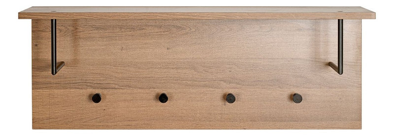 Haku Wandgarderobe Eiche dunkel mit 4 Metallhaken, Hutablage