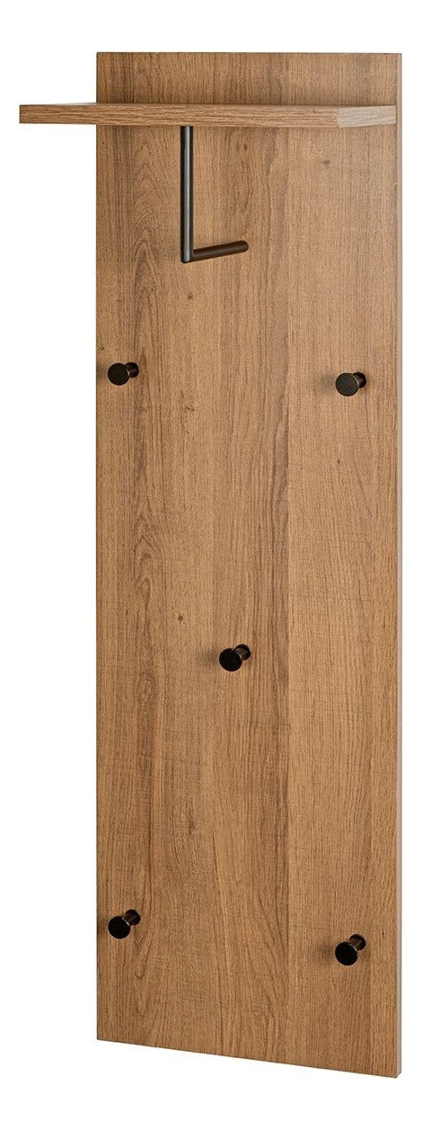 Haku Wandgarderobe mit Hutablage, 5 Haken, Dekor Eiche dunkel
