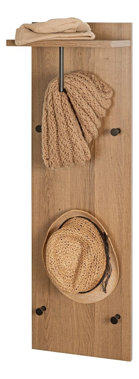 Haku Wandgarderobe mit Hutablage, 5 Haken, Dekor Eiche dunkel