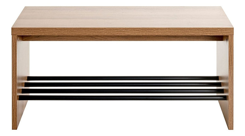 Haku Schuhbank Eiche dunkel mit Sitzfläche und Schuhablage aus Stahlrohr