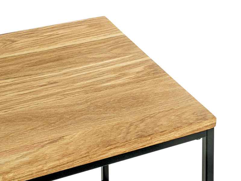 Haku Beistelltisch Massivholz Eiche mit Stahlrohrgestell schwarz