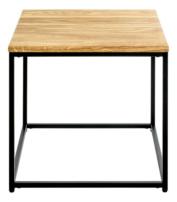 Haku Beistelltisch Massivholz Eiche mit Stahlrohrgestell schwarz