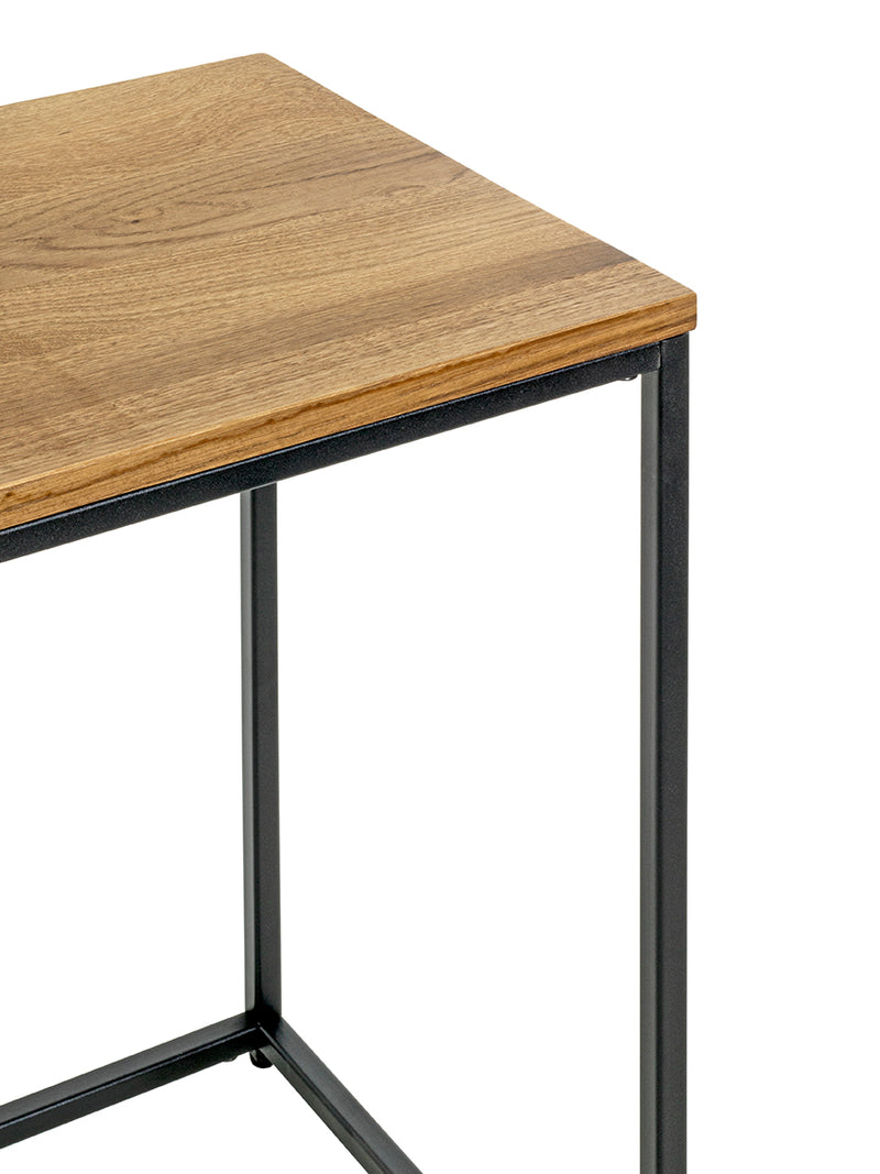 Beistelltisch Eiche Massivholz mit Stahlrohr-Gestell, schwarz – Ansicht 3