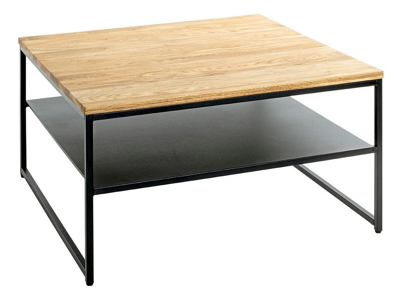 Haku Couchtisch Eiche massiv, quadratisch mit Stahlrohrgestell schwarz