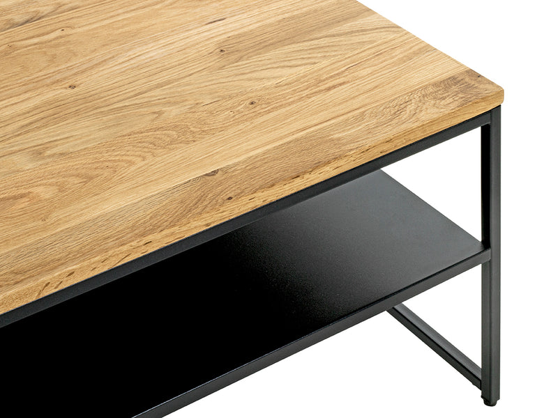 Haku Couchtisch Eiche massiv, quadratisch mit Stahlrohrgestell schwarz
