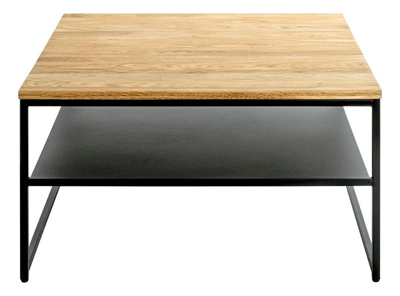 Haku Couchtisch Eiche massiv, quadratisch mit Stahlrohrgestell schwarz