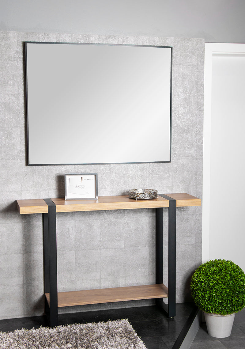 Konsolentisch Eiche hell, Stahlgestell schwarz, modern – Ansicht 9