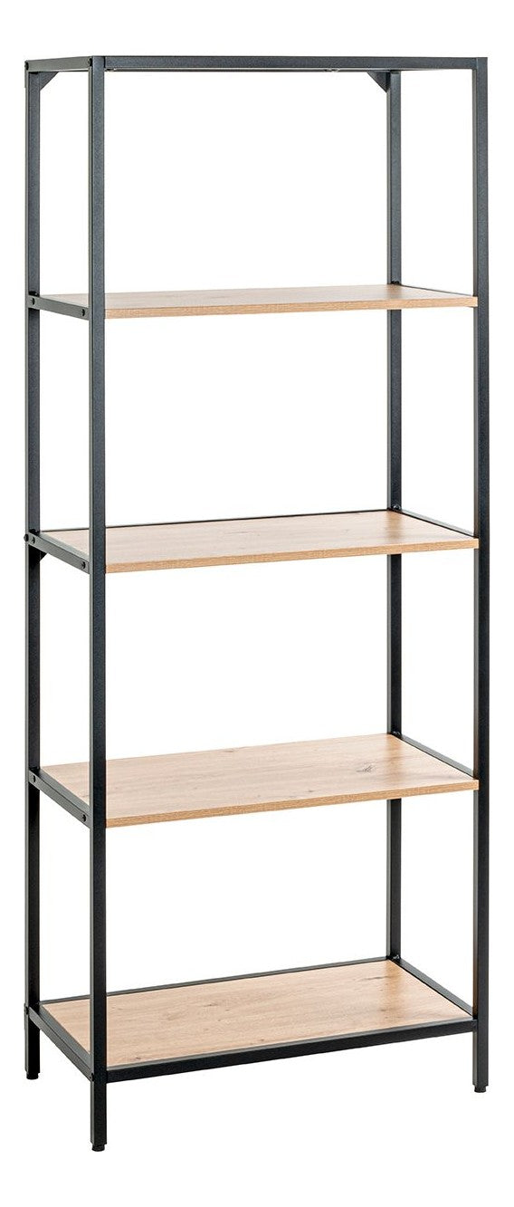 Standregal Eiche-Dekor mit schwarzem Stahlgestell fürs Wohnzimmer – Ansicht 1