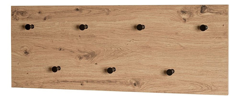 Haku Wandgarderobe mit 7 Metallhaken in Eiche hell, Hoch- und Querformat