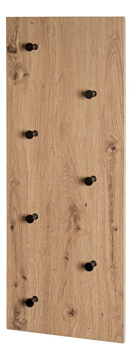 Haku Wandgarderobe mit 7 Metallhaken in Eiche hell, Hoch- und Querformat