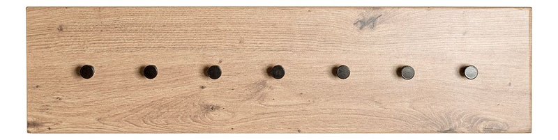 Haku Wandgarderobe Eiche hell mit 7 Metallhaken in Schwarz, modern