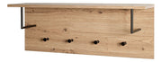 Wandgarderobe Eiche hell mit 4 Metallhaken schwarz und Hutablage – Ansicht 1