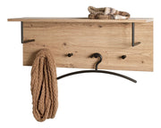 Wandgarderobe Eiche hell mit 4 Metallhaken schwarz und Hutablage – Ansicht 7