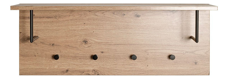 Wandgarderobe Eiche hell mit 4 Metallhaken schwarz und Hutablage – Ansicht 8