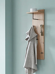 Wandgarderobe Eiche hell mit Kleiderstange und 5 Metallhaken – Ansicht 5