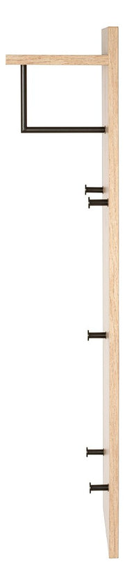 Wandgarderobe Eiche hell mit Kleiderstange und 5 Metallhaken – Ansicht 8