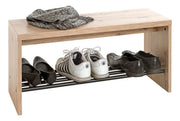 Schuhbank Eiche hell mit Schuhablage aus Stahlrohr, schwarz – Ansicht 8