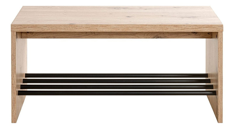 Schuhbank Eiche hell mit Schuhablage aus Stahlrohr, schwarz – Ansicht 9
