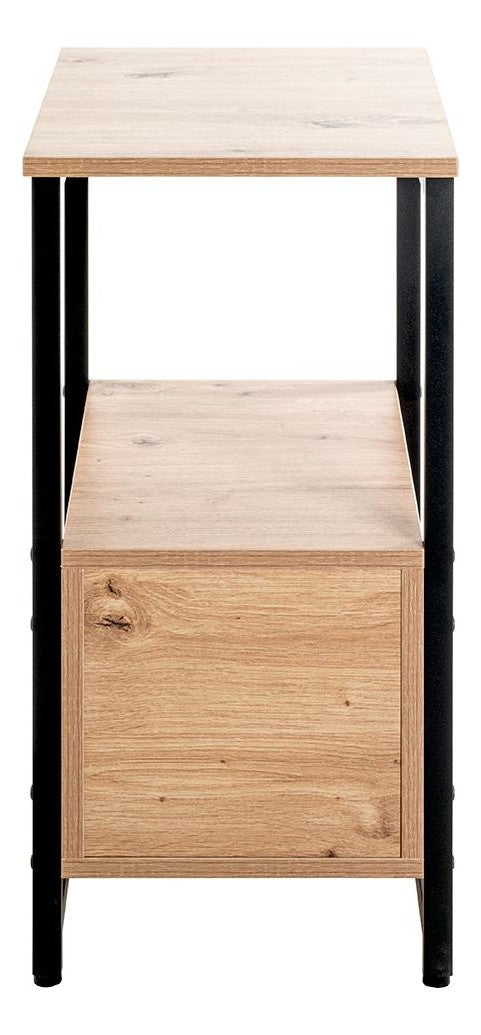 Haku Beistelltisch Eiche-Dekor mit Schubladen, schwarzes Stahlgestell