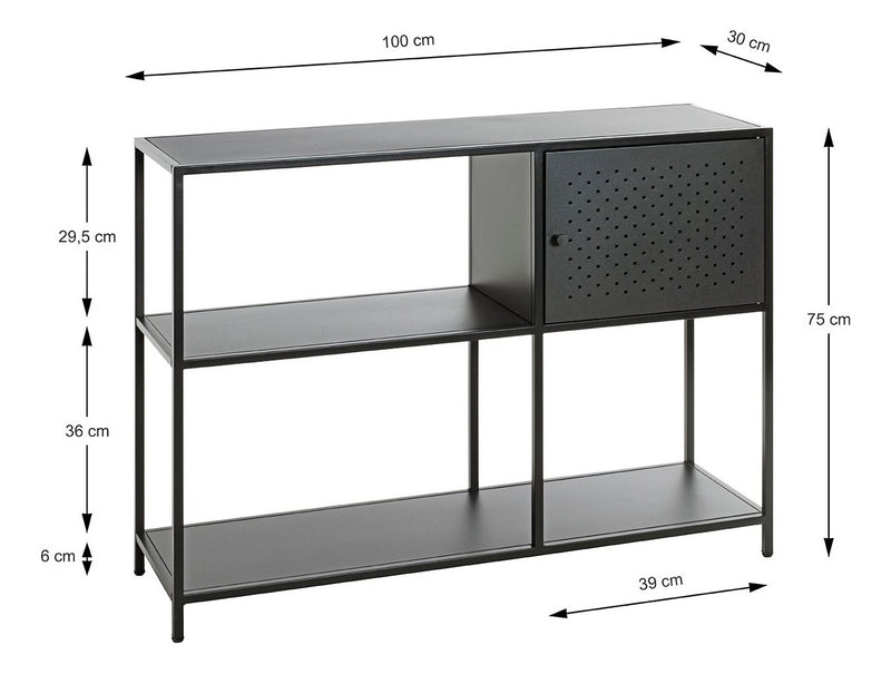 Haku Standregal mit Tür aus pulverbeschichtetem Stahlrohr, schwarz