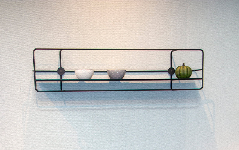 Wandregal aus Stahlrohr, schwarz pulverbeschichtet, 90 cm breit – Ansicht 4