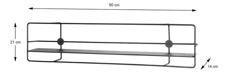 Wandregal aus Stahlrohr, schwarz pulverbeschichtet, 90 cm breit – Ansicht 5
