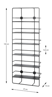 Wandregal aus Stahlrohr mit 6 Metall-Ablagen, schwarz, modern – Ansicht 5