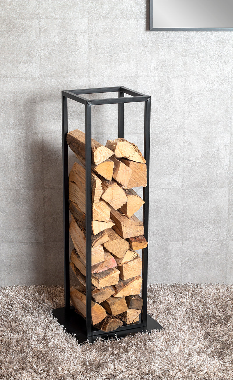 Haku Kaminholzständer aus Stahlrohr, schwarz lackiert, 33x33x85 cm