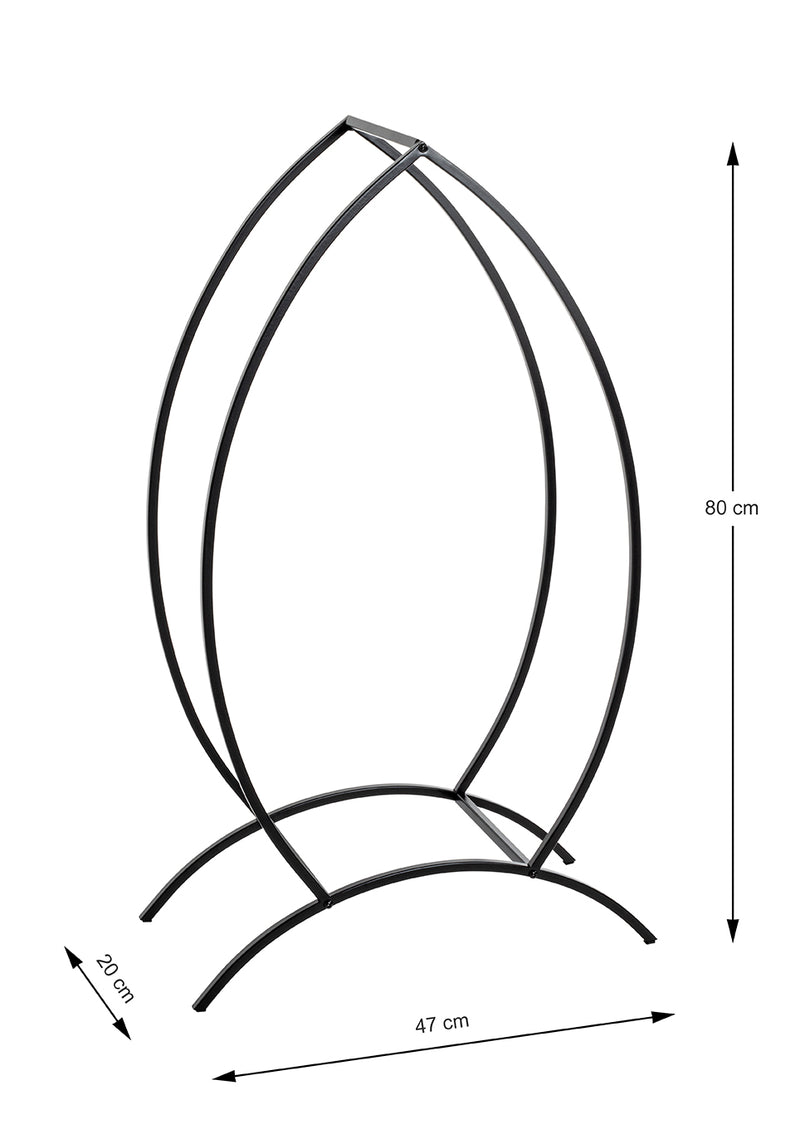 Haku Kaminholzständer aus Stahlrohr, oval, schwarz lackiert