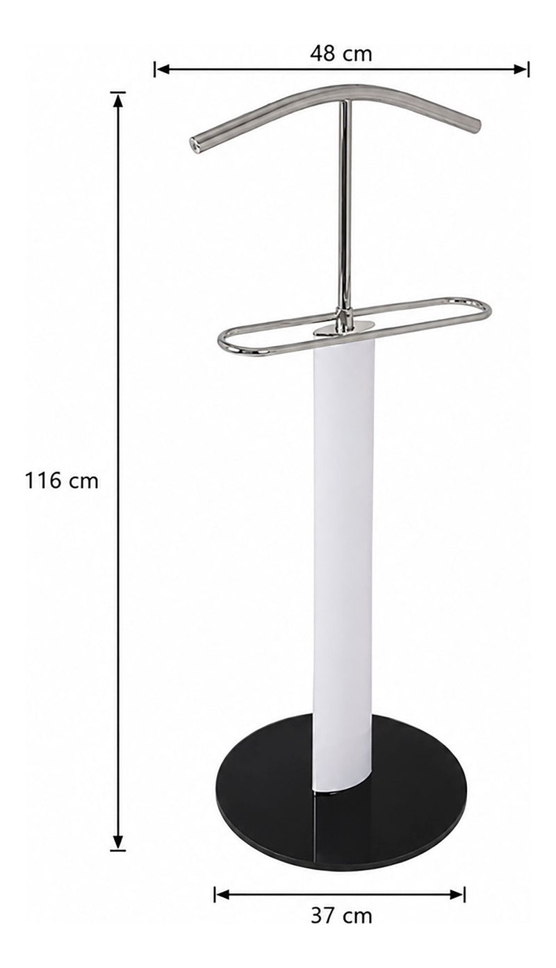 Haku Herrendiener Stahlrohr weiß, Glasfuß schwarz, Bügel chrom