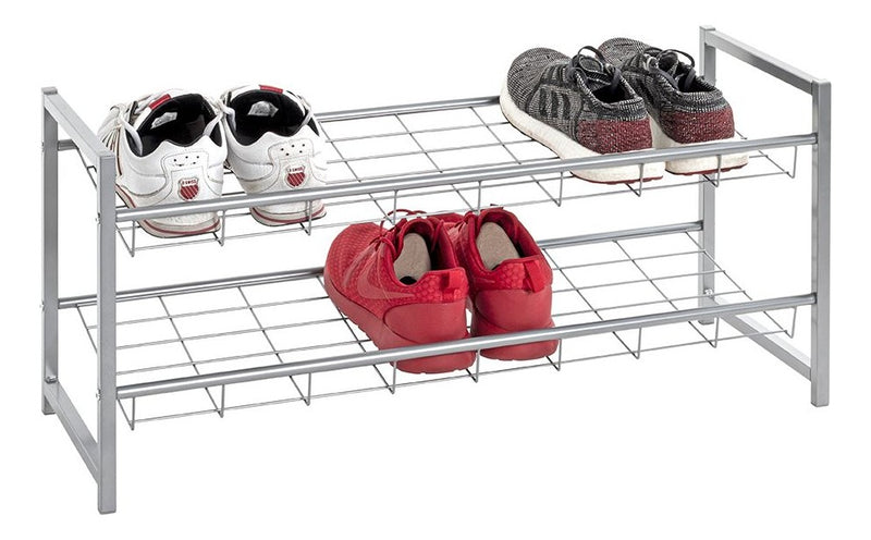 Haku Schuhregal für 8 Paar Schuhe, Stahlrohr alufarben, stapelbar
