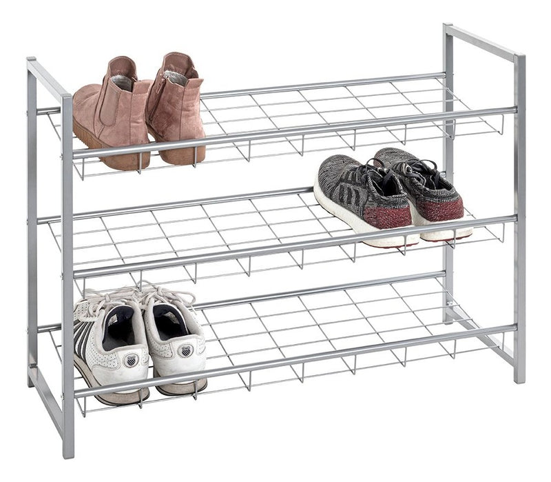 Schuhregal für 12 Paar Schuhe, 3 Ablagen, Stahlrohr alu – Ansicht 5