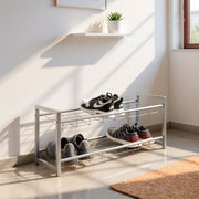 Schuhregal aus Stahlrohr, alufarben, für ca. 8 Paar Schuhe – Ansicht 3