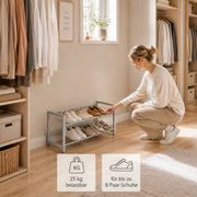 Schuhregal aus Stahlrohr, alufarben, für ca. 8 Paar Schuhe – Ansicht 4