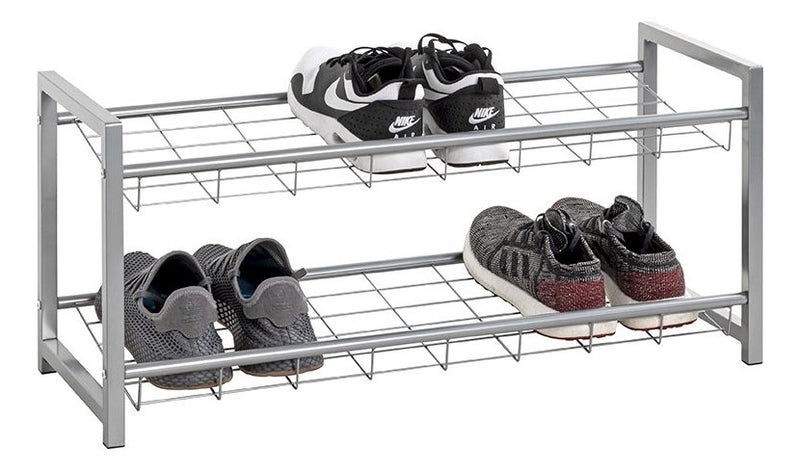 Schuhregal aus Stahlrohr, alufarben, für ca. 8 Paar Schuhe – Ansicht 5