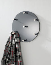 Wandgarderobe mit 7 Haken, Hochglanz grau, rund, Ø 35 cm – Ansicht 1