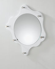Wandgarderobe rund mit Spiegel und 6 Haken in Weiß-Chrom – Ansicht 1