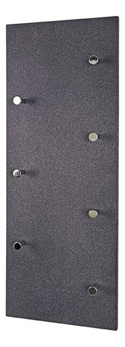 Wandgarderobe mit 7 Haken, Granitoptik Anthrazit, Chrom-Knöpfe – Ansicht 1