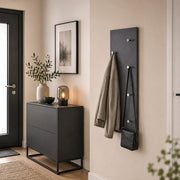 Wandgarderobe mit 7 Haken, Granitoptik Anthrazit, Chrom-Knöpfe – Ansicht 2