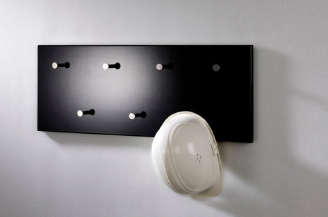 Haku Wandgarderobe mit 7 Haken, Hochglanz Schwarz-Chrom