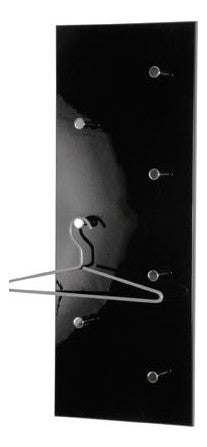 Haku Wandgarderobe mit 7 Haken, Hochglanz Schwarz-Chrom