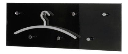 Haku Wandgarderobe mit 7 Haken, Hochglanz Schwarz-Chrom