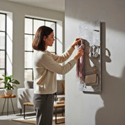 Wandgarderobe mit 7 Haken, Betonoptik und Chrom-Knöpfen – Ansicht 2